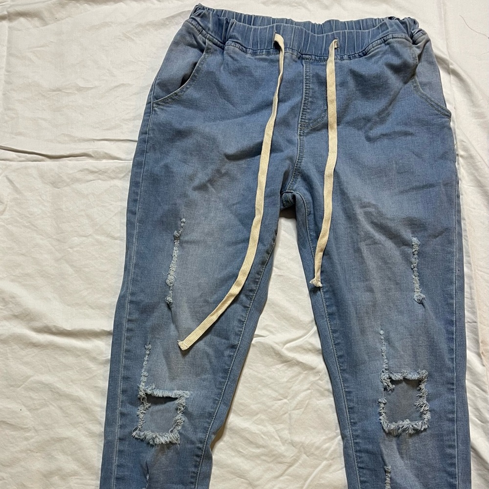 Frayed + Distressed Jean Joggers